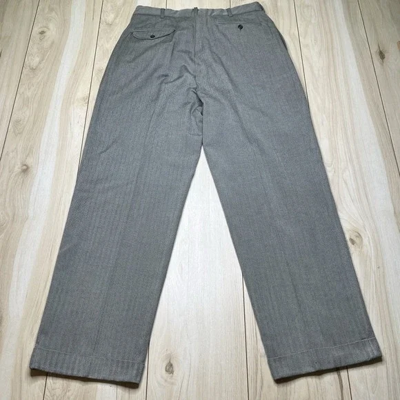 Ralph Lauren Polo Golf Herringbone Silk Cotton Pants Gray Men's Size 34x30 VTG